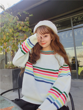 Sweet Rainbow Stripe Loose Sweater