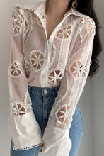 Long Sleeve Sexy Floral Hollow Out Blouse Shirts