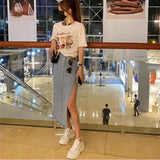 High Waist Sexy Split A-Line Skirt