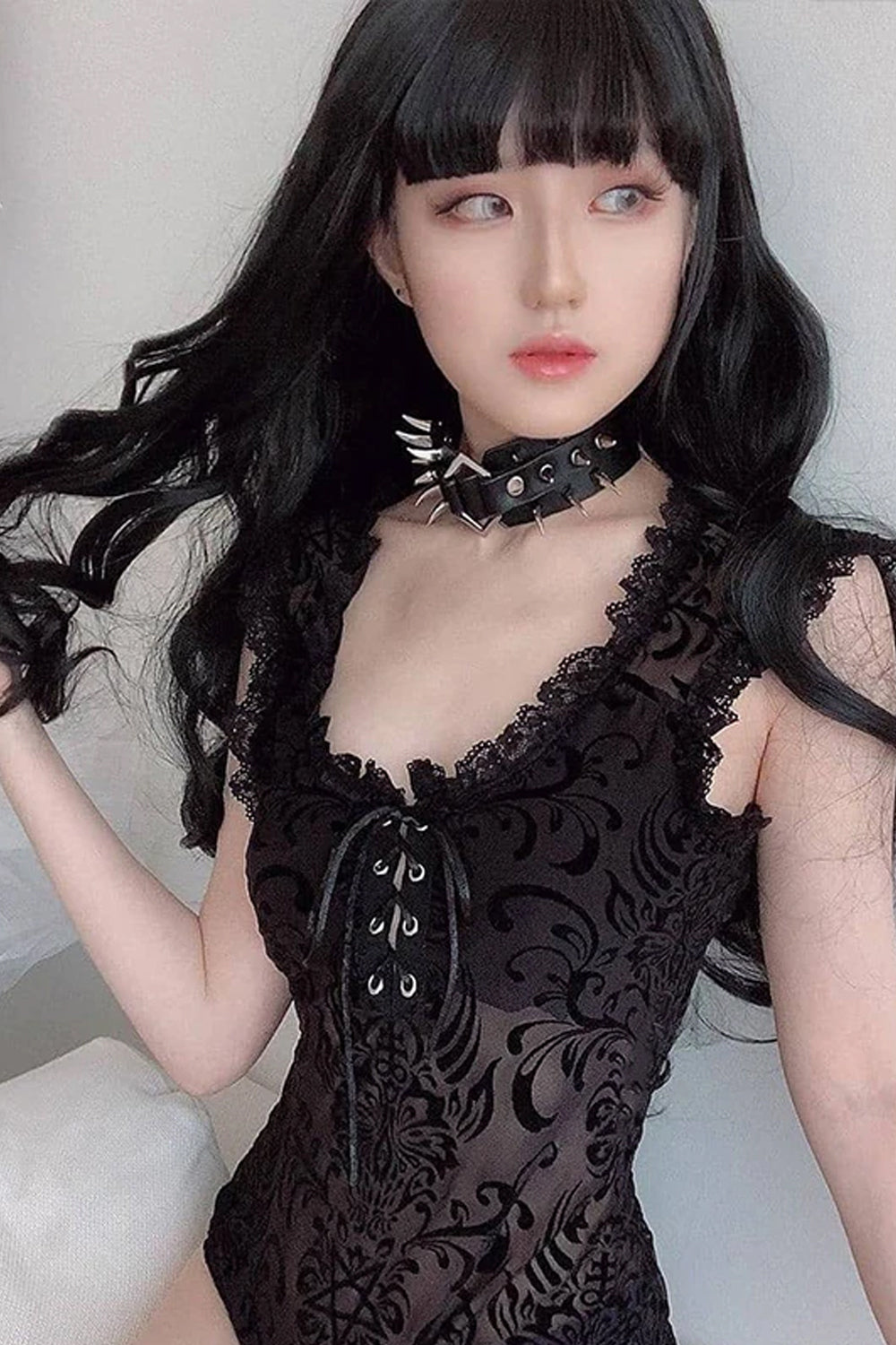 Sexy Lace Hollow Out Gothic Style Bodysuit