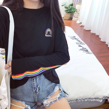 Rainbow Pocket Embroidery Long Sleeve Shirt