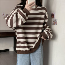 Long Sleeve Striped Fleece Sweatshirt