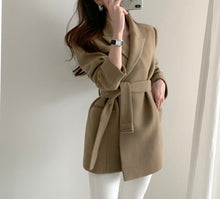 Woolen Sashes Winter Coat Jacket