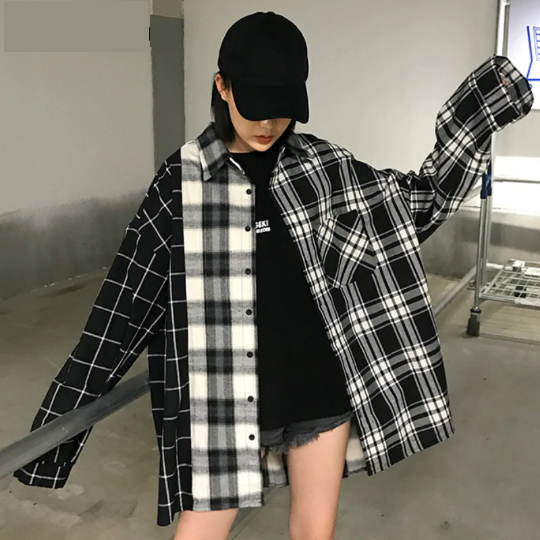 3 Color Long Sleeve Shirts Plaid Patchwork – Tomscloth