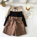 High Waist Warm Elastic Waist Shorts