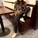 High Waist Loose Thick Fleece Plaid Pants