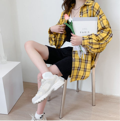 Long Sleeve Oversized Plaid Shirt