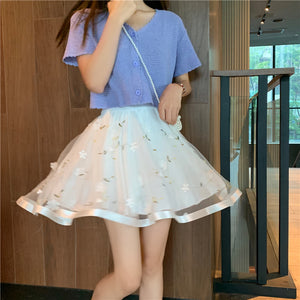 Mesh Floral Summer Elegant Mini Skirt