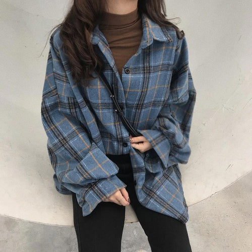 Blue Plaid Casual Flannel