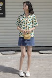 Colorful Cute Daisy Pattern Blouse Shirt