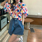 Loose Half Sleeve Printed Blouse Shirt