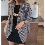 Plaid Style Loose Short Sleeve Blazer