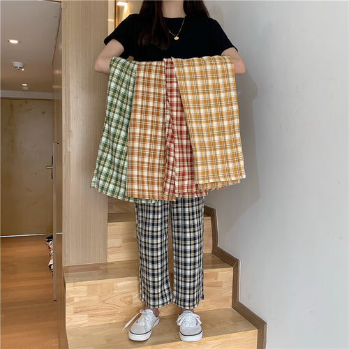 High Waist Colorful Plaid Pants