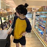 Loose Pocket Letter Raglan Sleeve Shirt