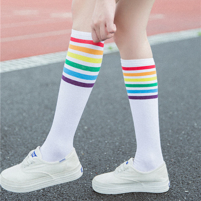 Rainbow Stripes Long Socks