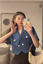 Short Sleeve Irregular Style Denim Shirt