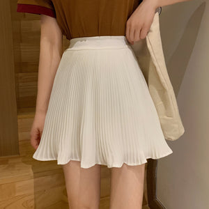 High Waist Retro A-Line Ruffle Pleated Skirt