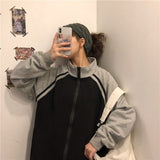 Loose High Neck Zipper Sweatshirt