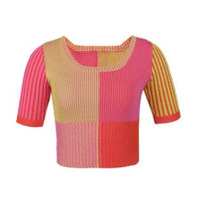 Knitted Patchwork Slim Cropped Shirt