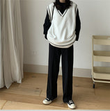 V-Neck Style Sleeveless Knitted Vest Sweater
