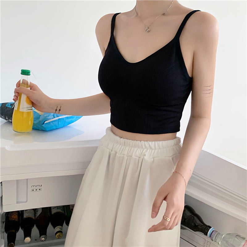 Chest Pad Sexy Stretchy Backless Crop Top