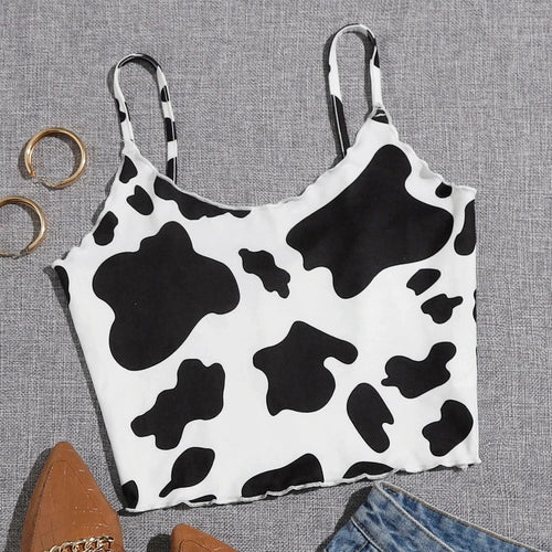 Milk Cow Pattern Printed Sexy Tank Top