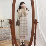 Vintage Plaid Long Pencil Skirt