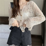 Long Sleeve Lace Transparent Sexy Shirt