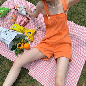 Sweet Orange Colors Cute Jumpsuit