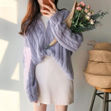 Candy Color Solid Loose Knitted Cardigan Sweater