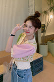 Cute Contrast Colors Simple Slim Shirt