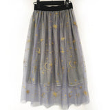Moon Star Embroidered Tulle Mesh Transparent Skirt
