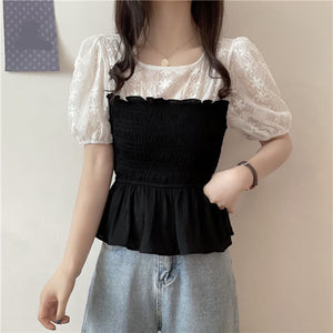 Puff Sleeve Two Style Blouse Shirt