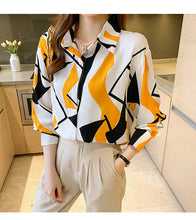 Long Sleeve Elegant Pattern Office Blouse Shirt