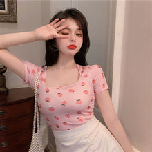 Sexy Peach Pattern Skinny Slim Shirt