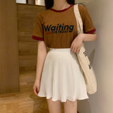 High Waist Retro A-Line Ruffle Pleated Skirt