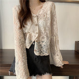 Long Sleeve Lace Transparent Sexy Shirt