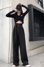 High Waist Long Sashes Gothic Style Wide Leg Pants