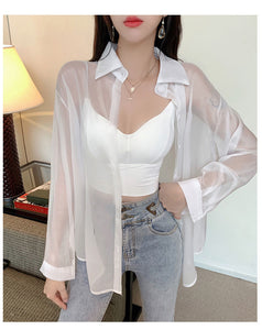 Long Sleeve Transparent Sexy Blouse Shirt