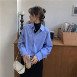 Long Sleeve Blue Striped Retro Shirt