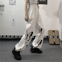 Butterfly Printed Casual White Jogger Sweatpants