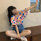 Loose Half Sleeve Printed Blouse Shirt