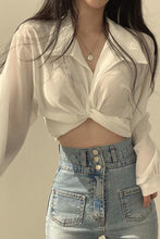 Long Sleeve Sexy Cropped Blouse Shirts