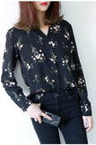 Retro Flowers Printed Blouse Long Sleeve Shirt