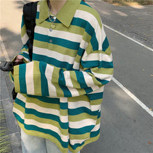 Striped Turn Down Collar Long Sleeve Shirt