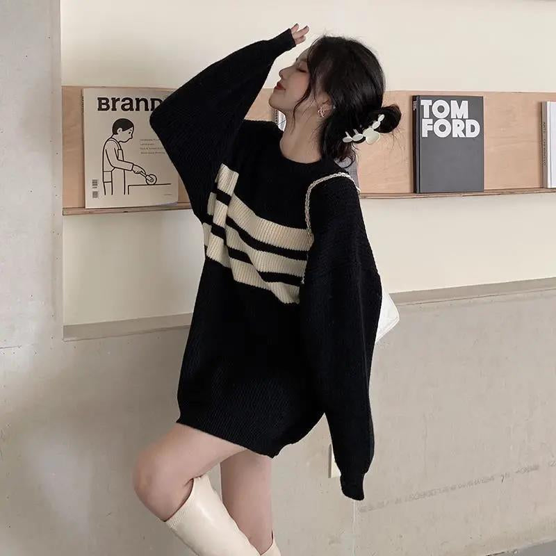 Loose Striped Long Knitted Sweater