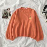 Fruits Embroidery Loose Oversize Sweater