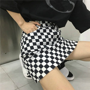 High Waist Mini Plaid Checkered Skirt