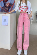 High Waist Long Pink Casual Jeans Pants