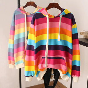 Pastel Rainbow Stripe Pullover Hoodie
